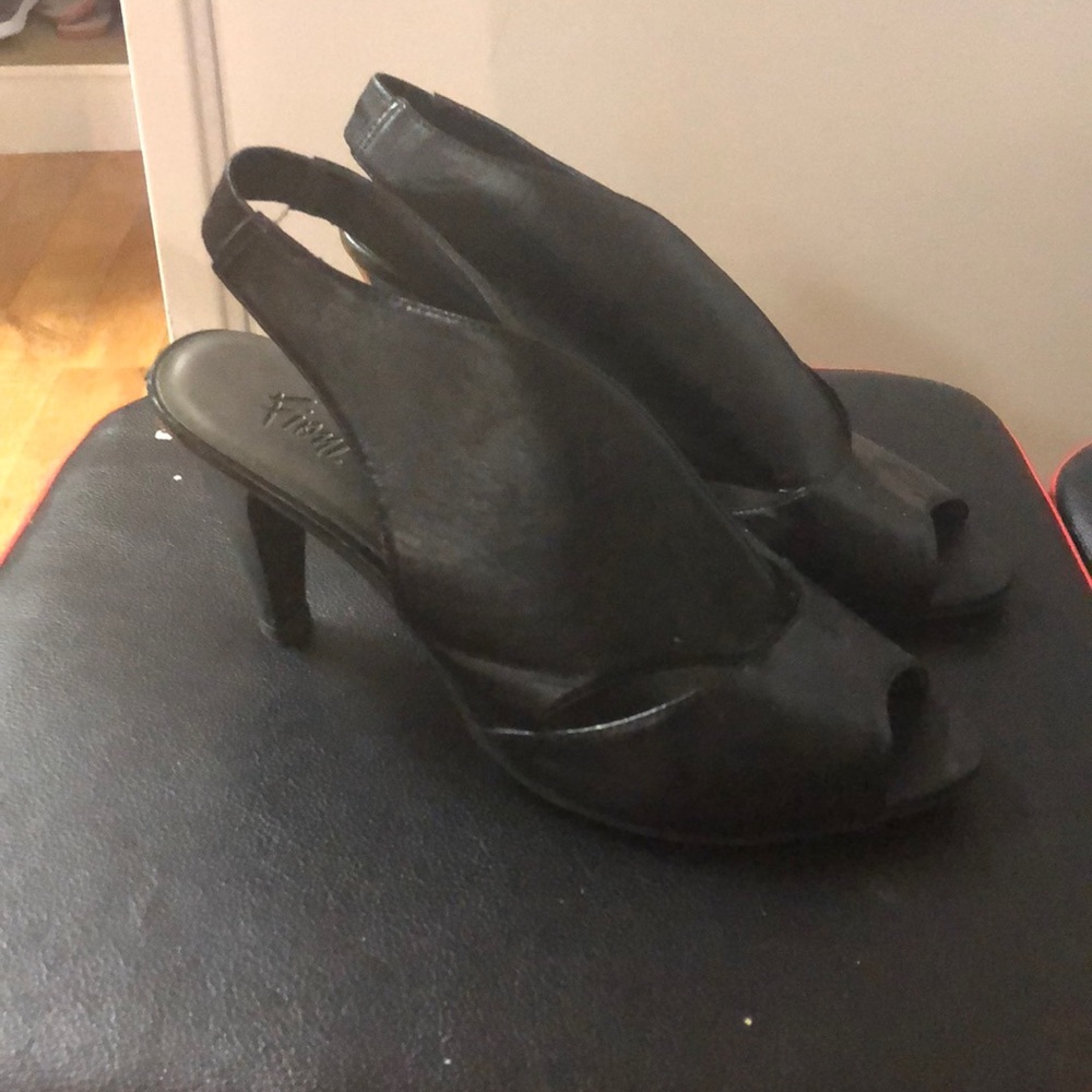 Women sandals high heels, black 8.5